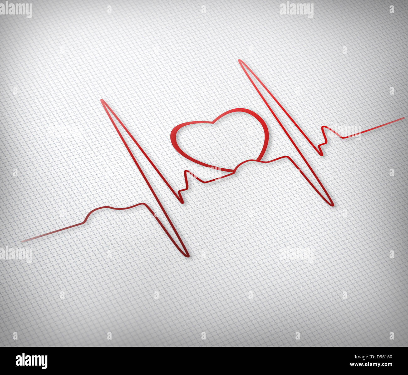 Rot-EKG Linie mit gesunden Herzen Grafik Stockfoto