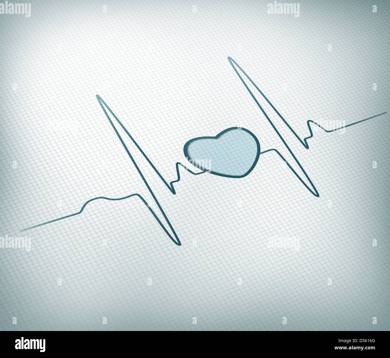 Petrol / ECG-Linie mit gesunden Herzen Grafik Stockfoto