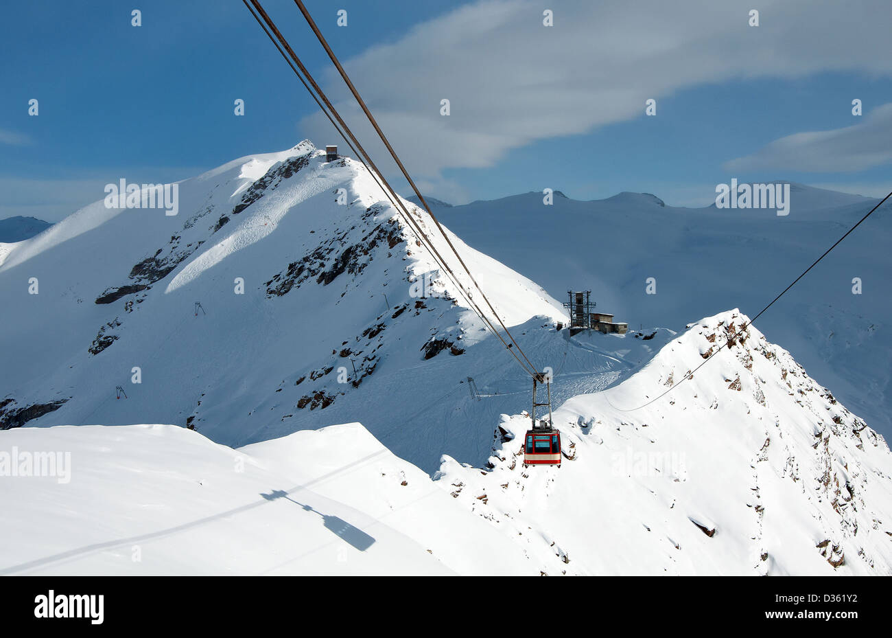 Rote Nase, Seilbahn in der Nähe von Zermatt Stockfoto