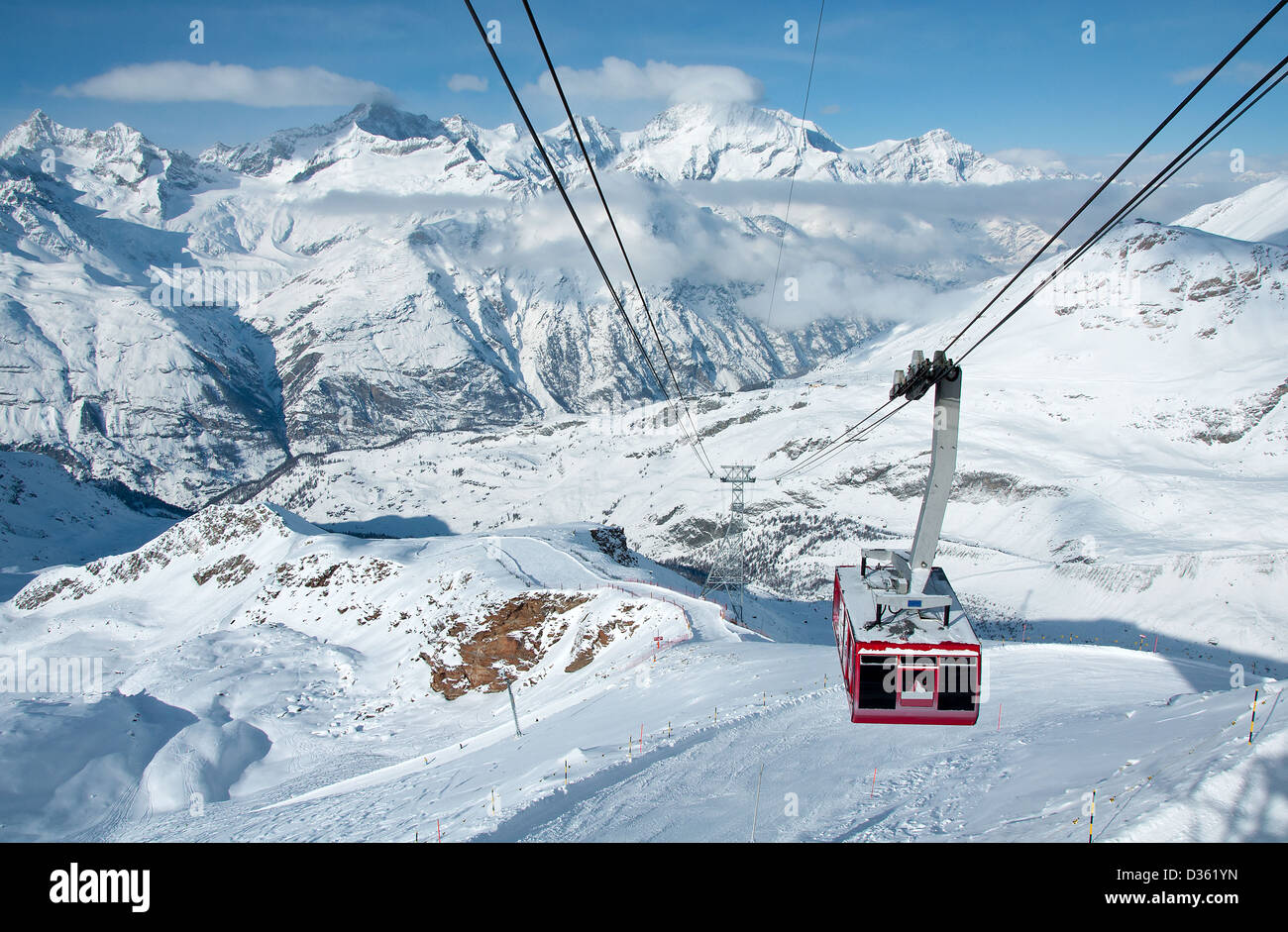 Seilbahn von Gant, Hohtaelli, Zermatt, Schweiz Stockfoto