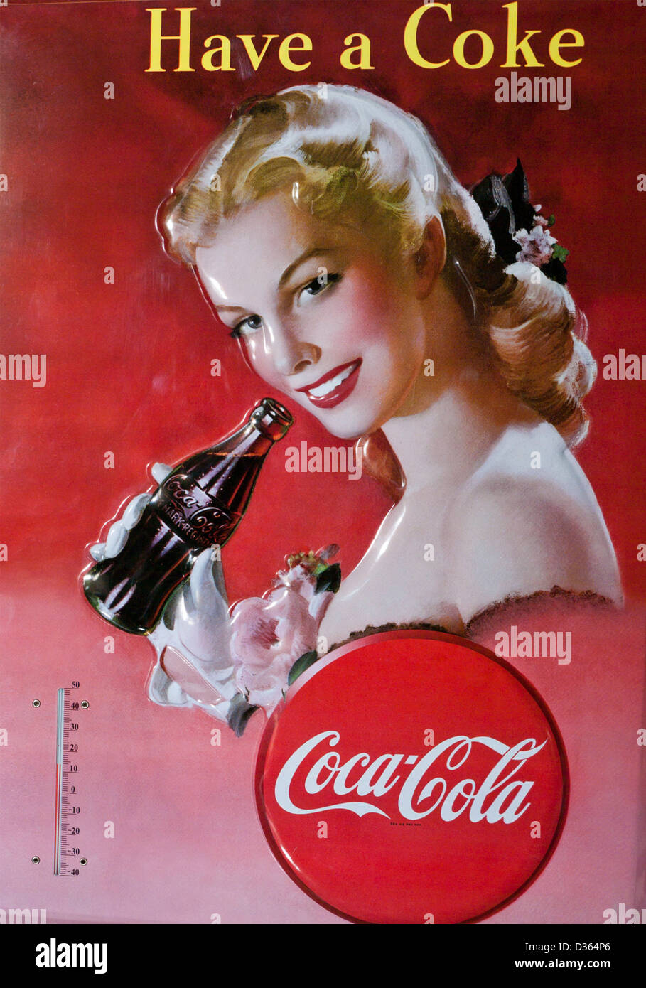 Coca Cola Memorabilia Werbeschild Stockfoto