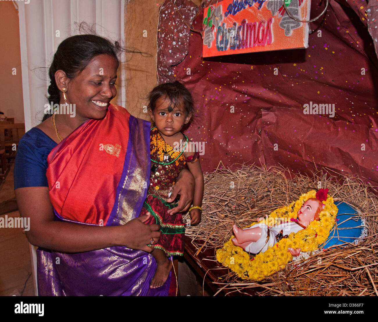 Weihnachten in der Kirche des Hl. Thomas San Thome Basilica römisch-katholischen Chennai Madras Indien Tamil Nadu 16 Cent Portugiesisch Stockfoto