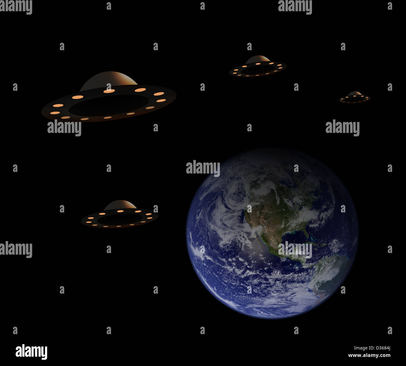 Alien-Invasion Erde - Elemente des Bildes von der NASA zur Verfügung gestellt Stockfoto