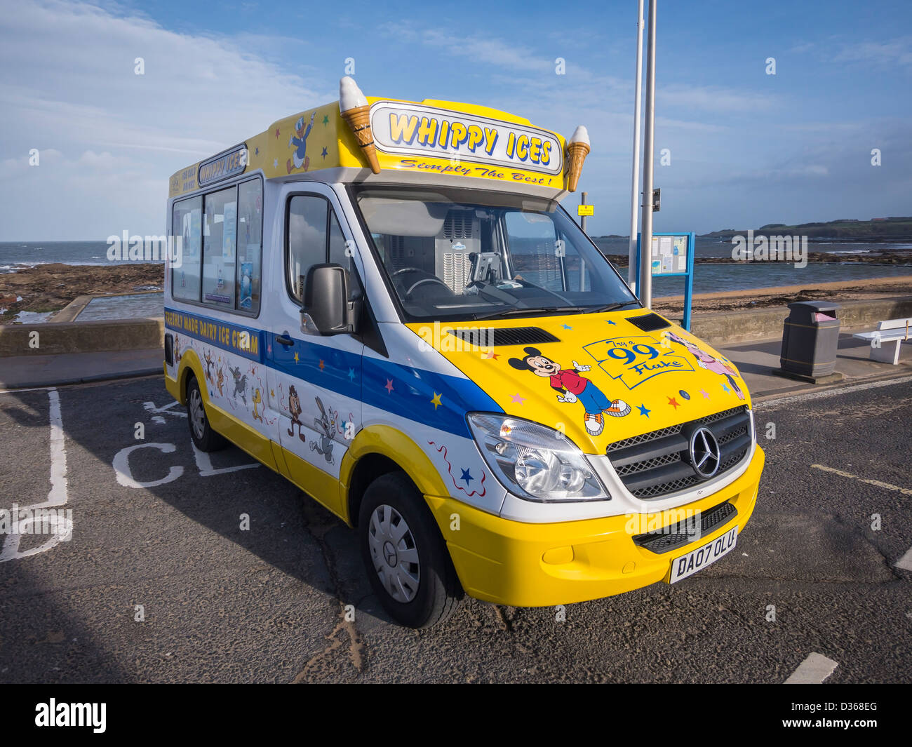 Eine traditionelle Eiswagen am Strand in North Berwick, Schottland. Stockfoto