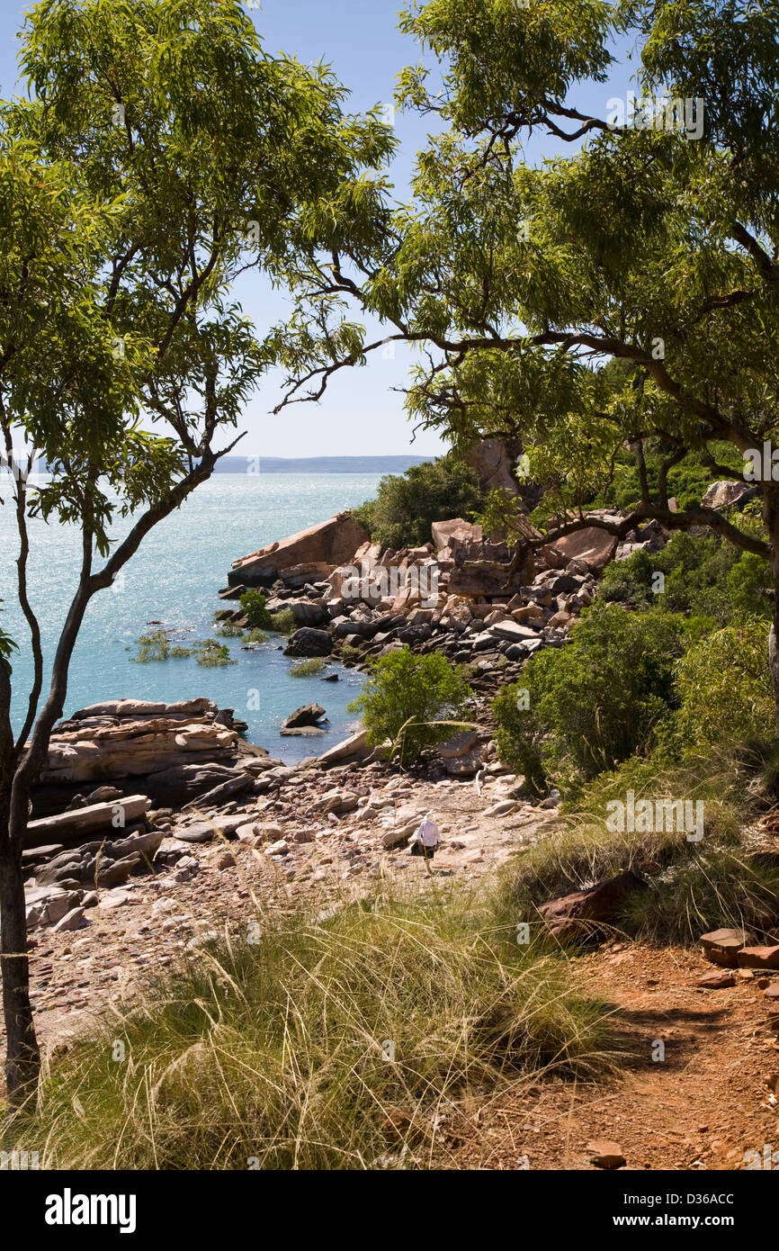 Scenic Floß Punkt dient als ein Landeplatz für Passagiere aus dem Aussie Expedition Kreuzer Orion, Collier Bay, Westaustralien Stockfoto