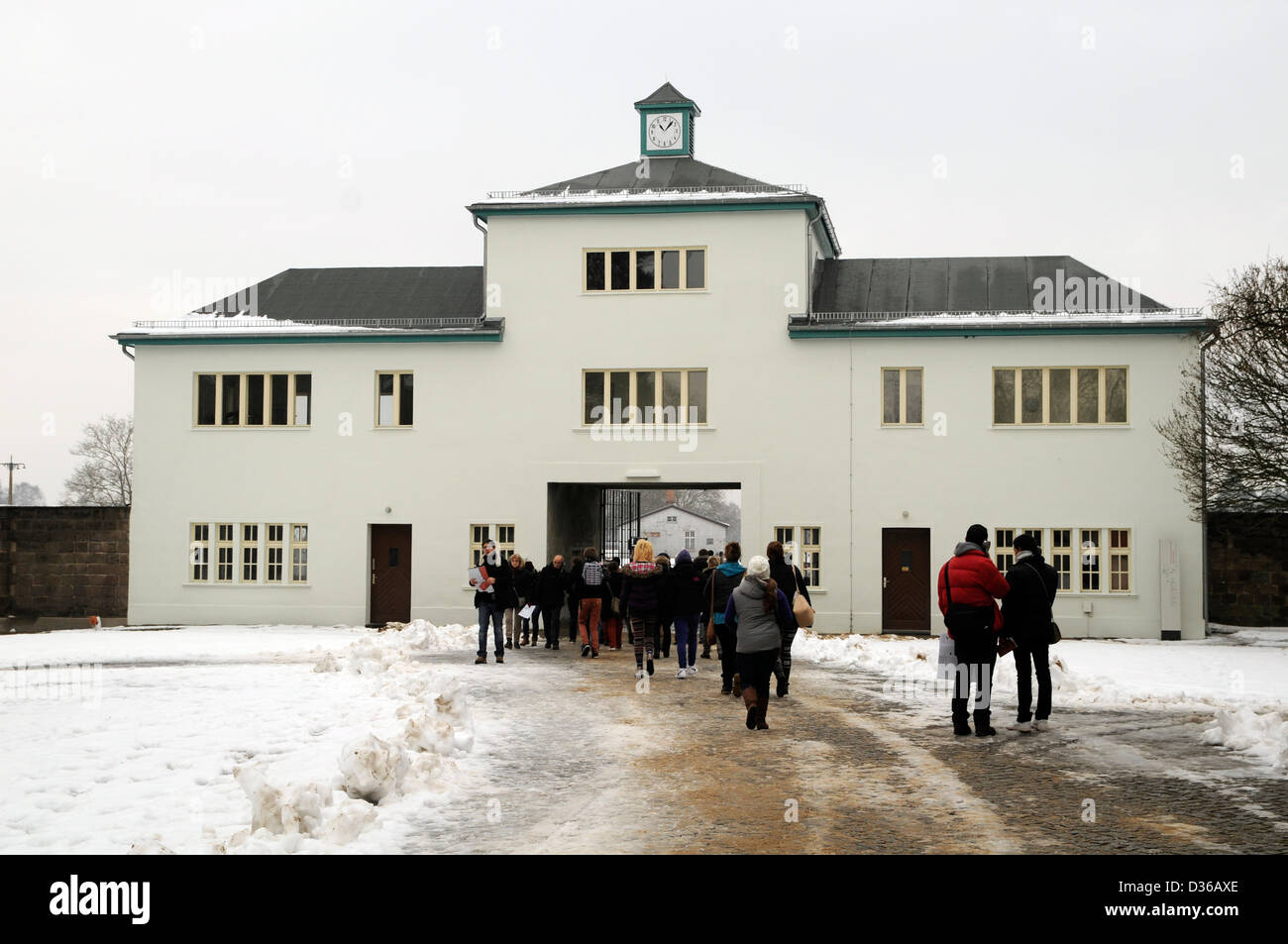 Haupttor, KZ Sachsenhausen, Oranienburg, Berlin, Deutschland Stockfoto