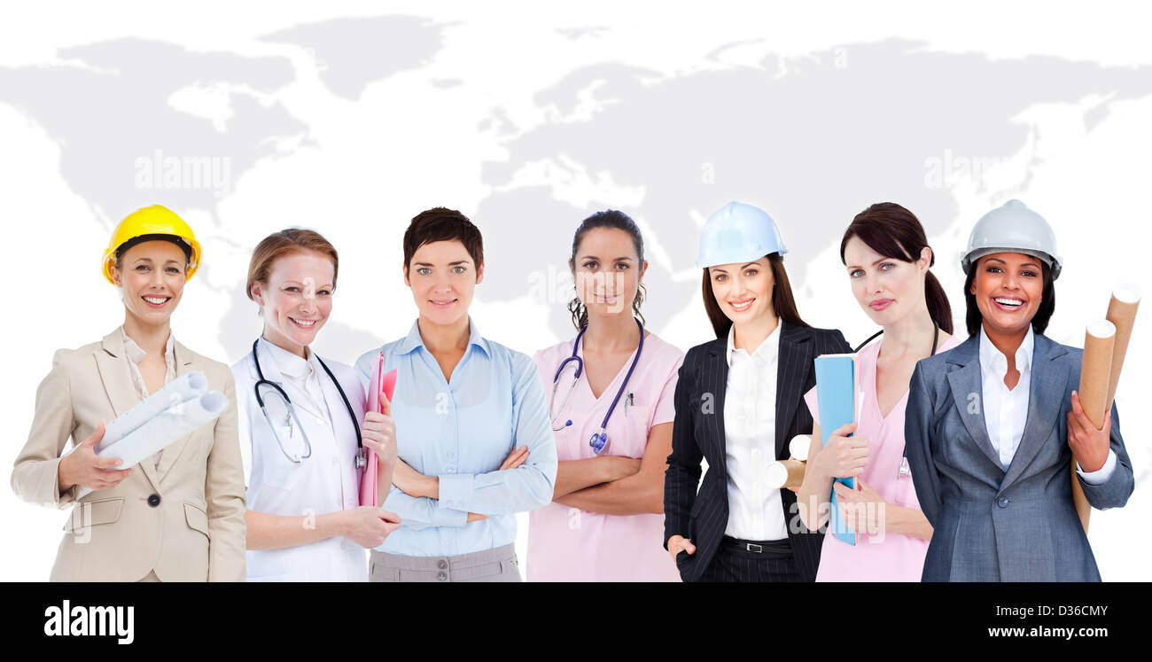 Glückliche Frauen Arbeitnehmer Stockfoto