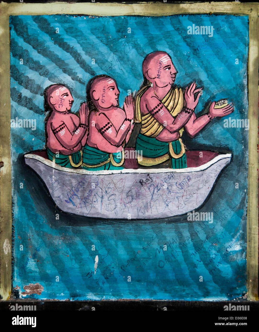 Malerei in der Sri Meenakshi Amman Tempel hinduistischen (Parvati - Meenakshi - Shiva-Sundareswarar gewidmet) Madurai, Indien Stockfoto