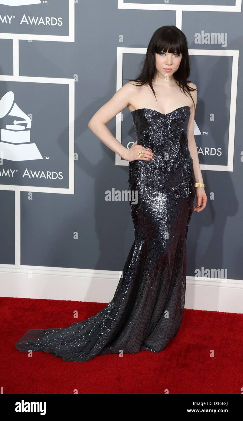 Carly Rae Jepsen bei der Ankunft für die 55. Annual Grammy Awards - Ankünfte Pt 2, STAPLES Center, Los Angeles, CA 10. Februar 2013. Foto von: Jef Hernandez/Everett Collection/Alamy Live-Nachrichten Stockfoto