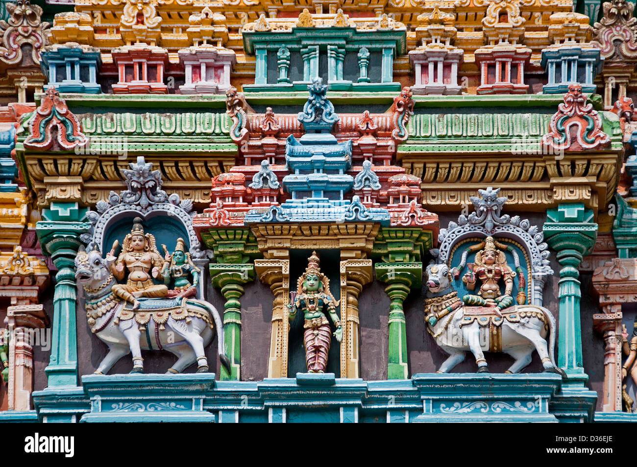 Sri Meenakshi Amman Temple Hindu ( gewidmet Parvati - Meenakshi- Shiva- Sundareswarar ) Madurai IndiaV Stockfoto