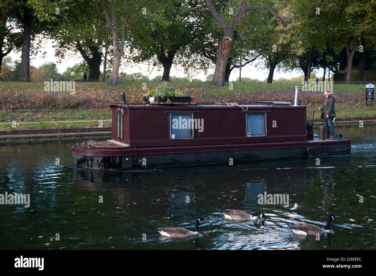 Hertford Union Canal, Teil des Grand Union Canal, durch Victoria Park Stockfoto