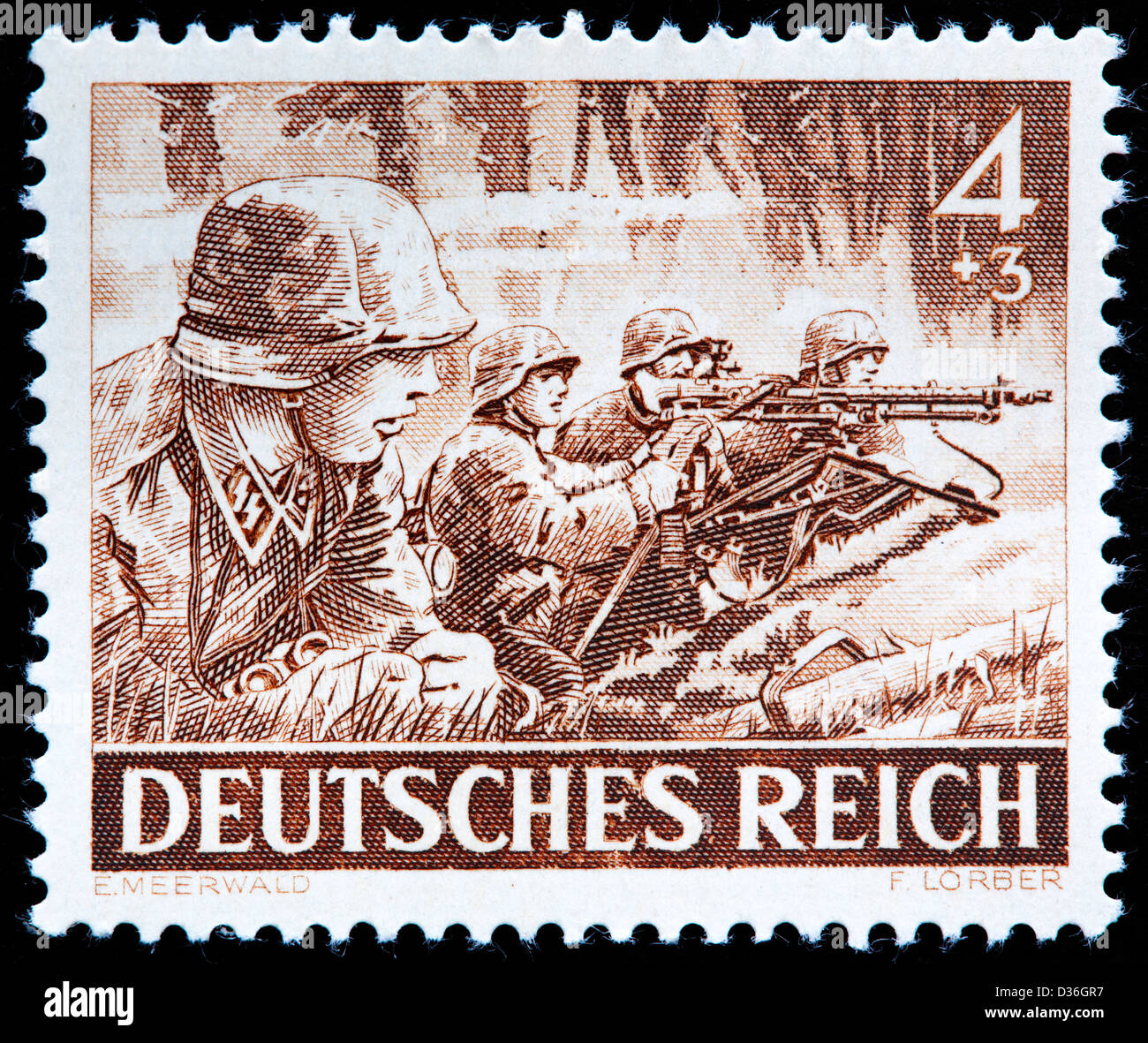 Schutz-Staffel Truppen (SS), Briefmarken, Deutschland, 1943 Stockfoto