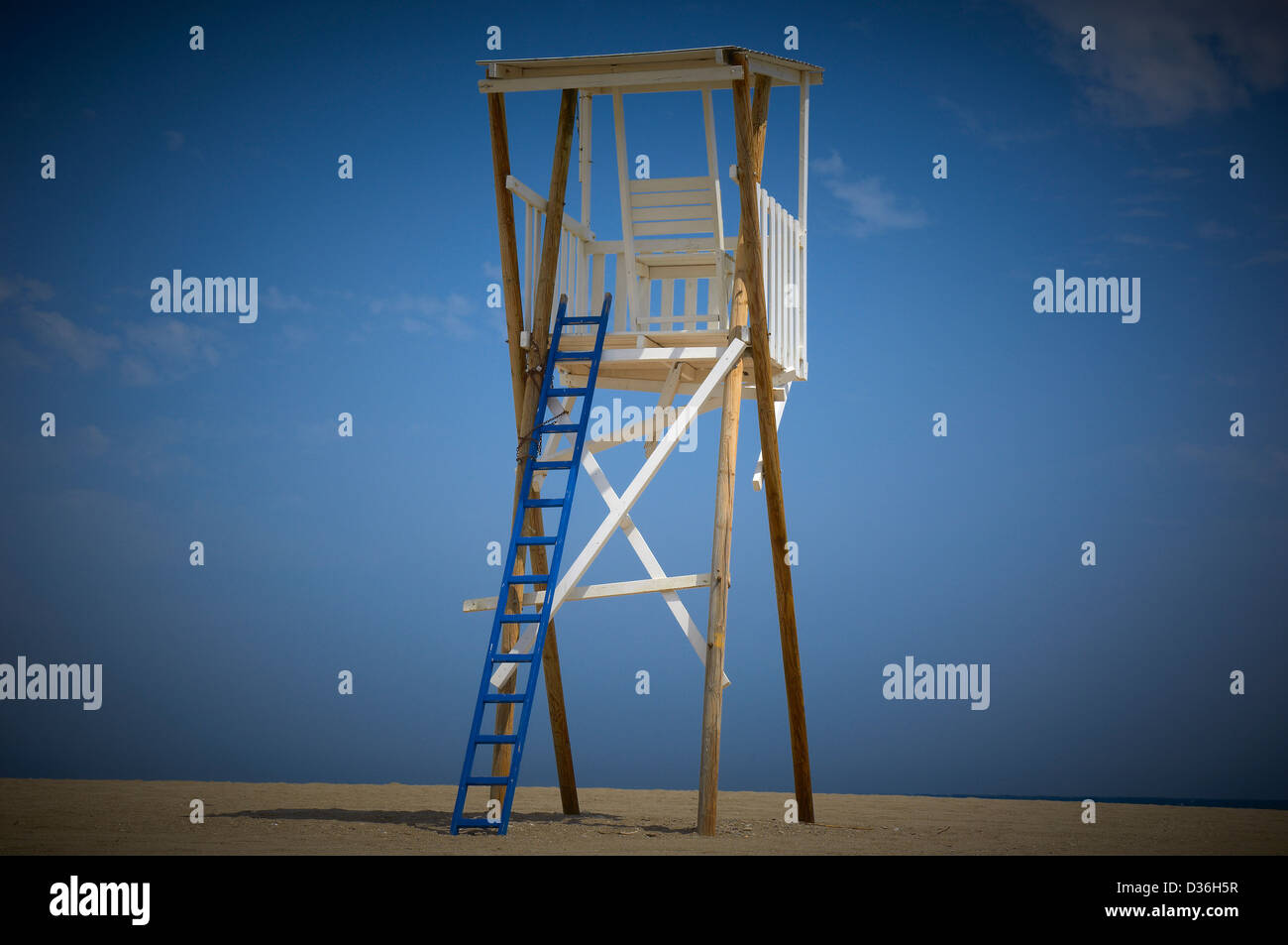 Mojacar, Strand, Rettungsschwimmer Strand Turm, Provinz Almeria, Andalusien, Spanien, Europa Stockfoto