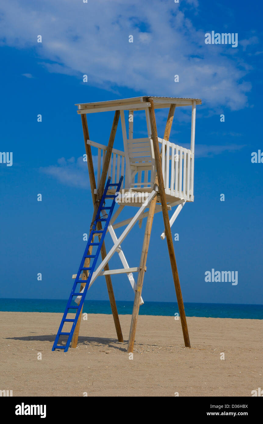 Mojacar, Strand, Rettungsschwimmer Strand Turm, Provinz Almeria, Andalusien, Spanien, Europa Stockfoto