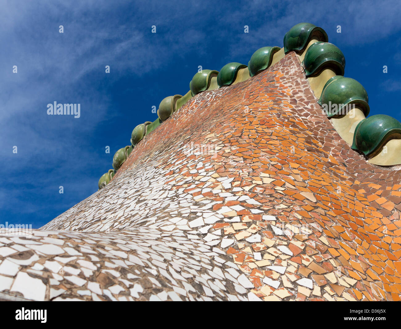 Dacharchitektur Casa Batllo, Antoni Gaudi, Barcelona Stockfoto