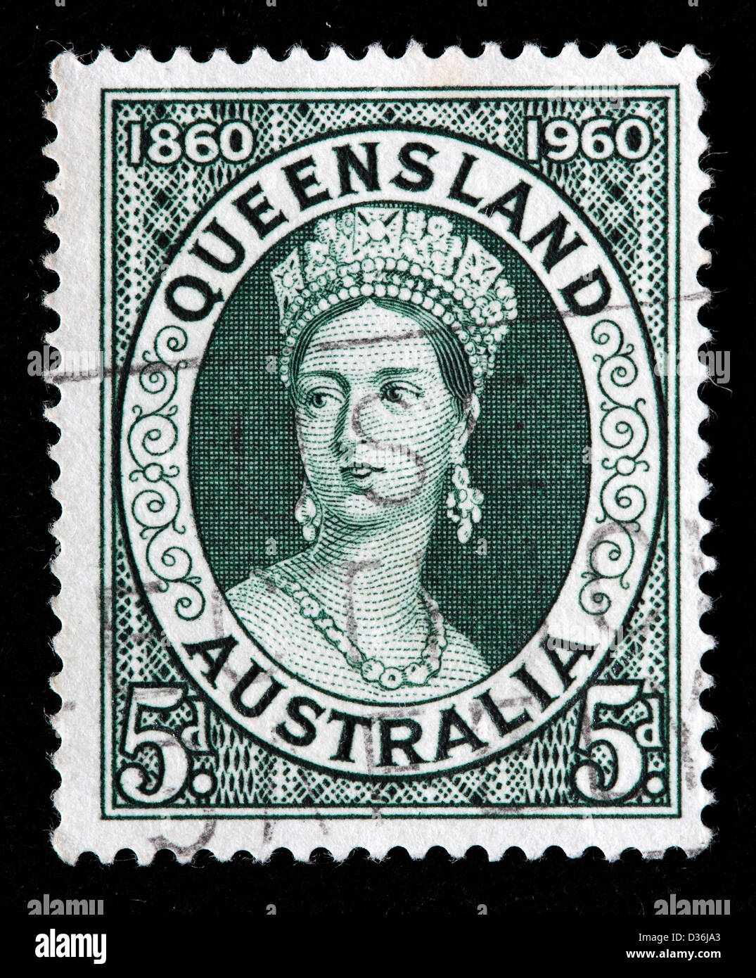 Queen Sie Victoria, Briefmarke, Australien, 1960 Stockfoto