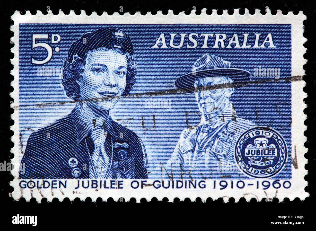 Mädchen-Führer und Herrn Baden-Powell, Briefmarke, Australien, 1960 Stockfoto