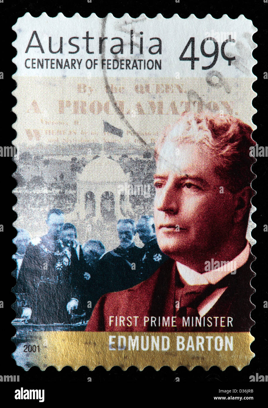 Edmund Barton, erster Ministerpräsident, Briefmarke, Australien, 2001 Stockfoto