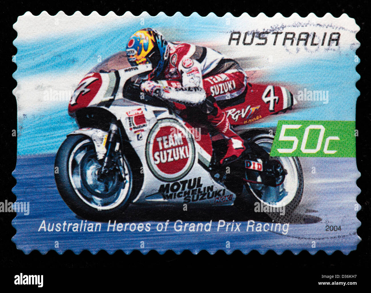Grand Prix Motorradrennen, Briefmarke, Australien, 2004 Stockfoto
