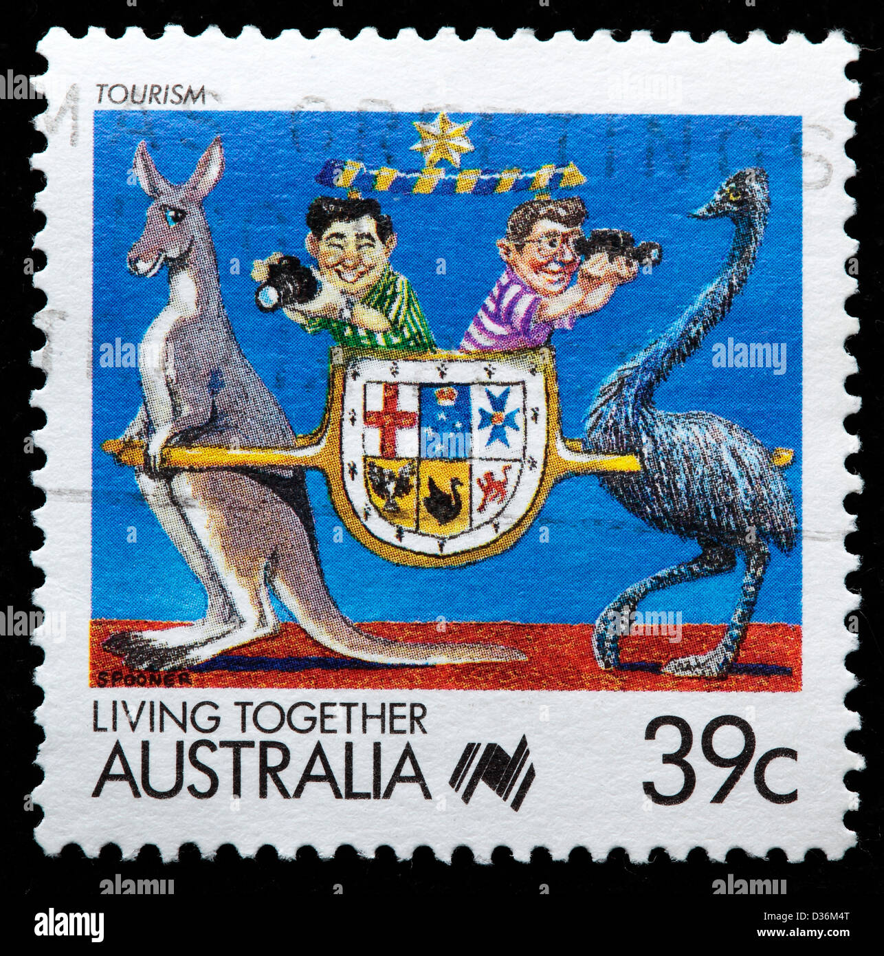 Tourismus, Zusammenleben, Briefmarke, Australien, 1988 Stockfoto