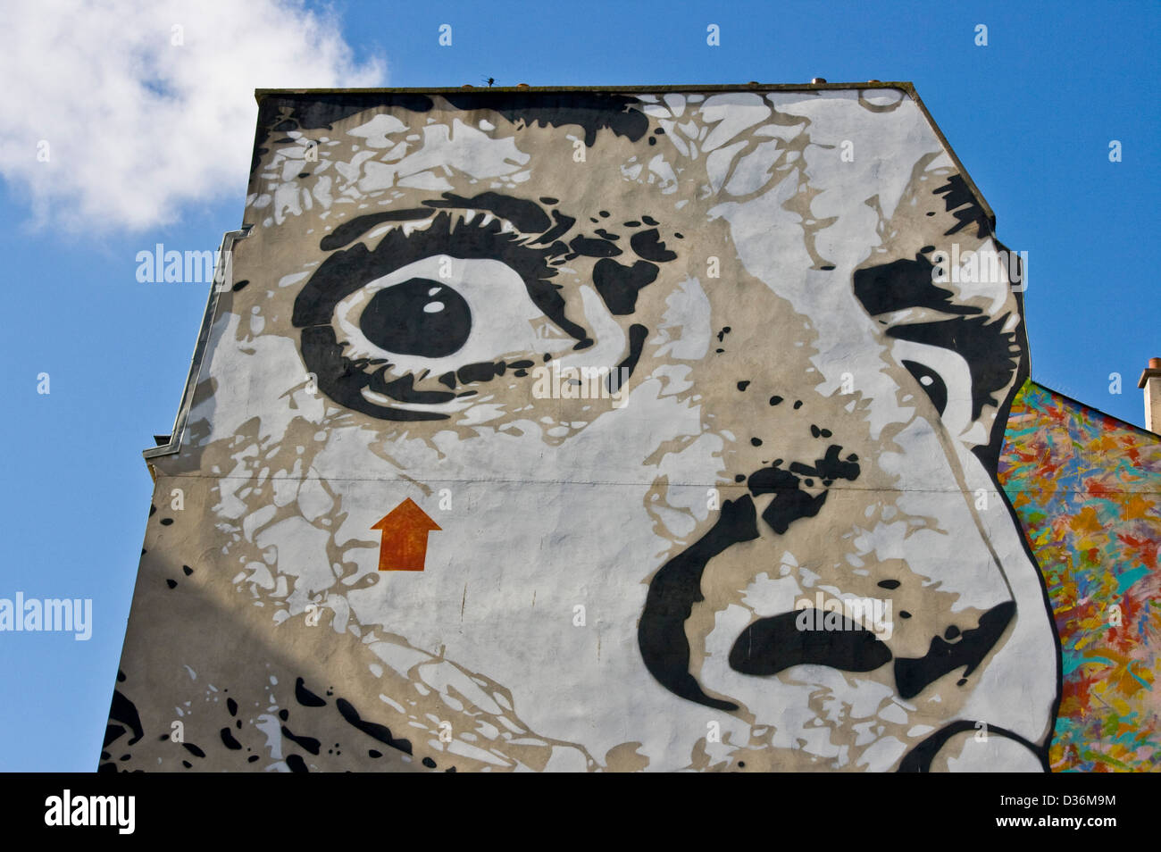 Riesigen Graffiti Streetart von Jef Aerosol Teil der Serie "Big Walls" Ort Strawinsky Paris Frankreich Europa Stockfoto
