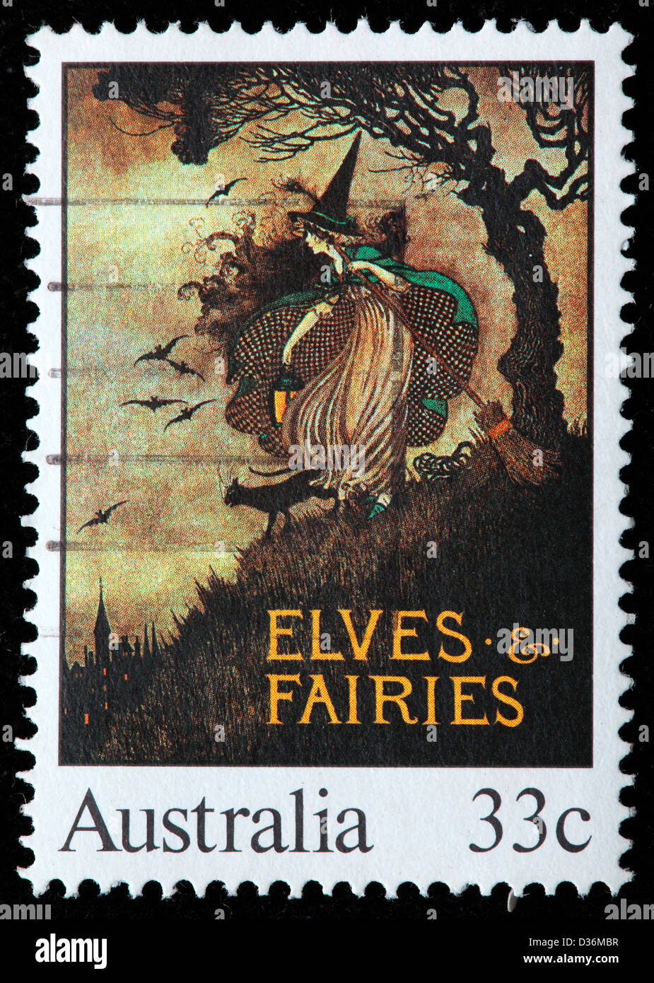 Illustration aus klassischen Kinder-und Jugendbuch, & Feen Elfen, von Annie Rentoul, Briefmarke, Australien, 1985 Stockfoto