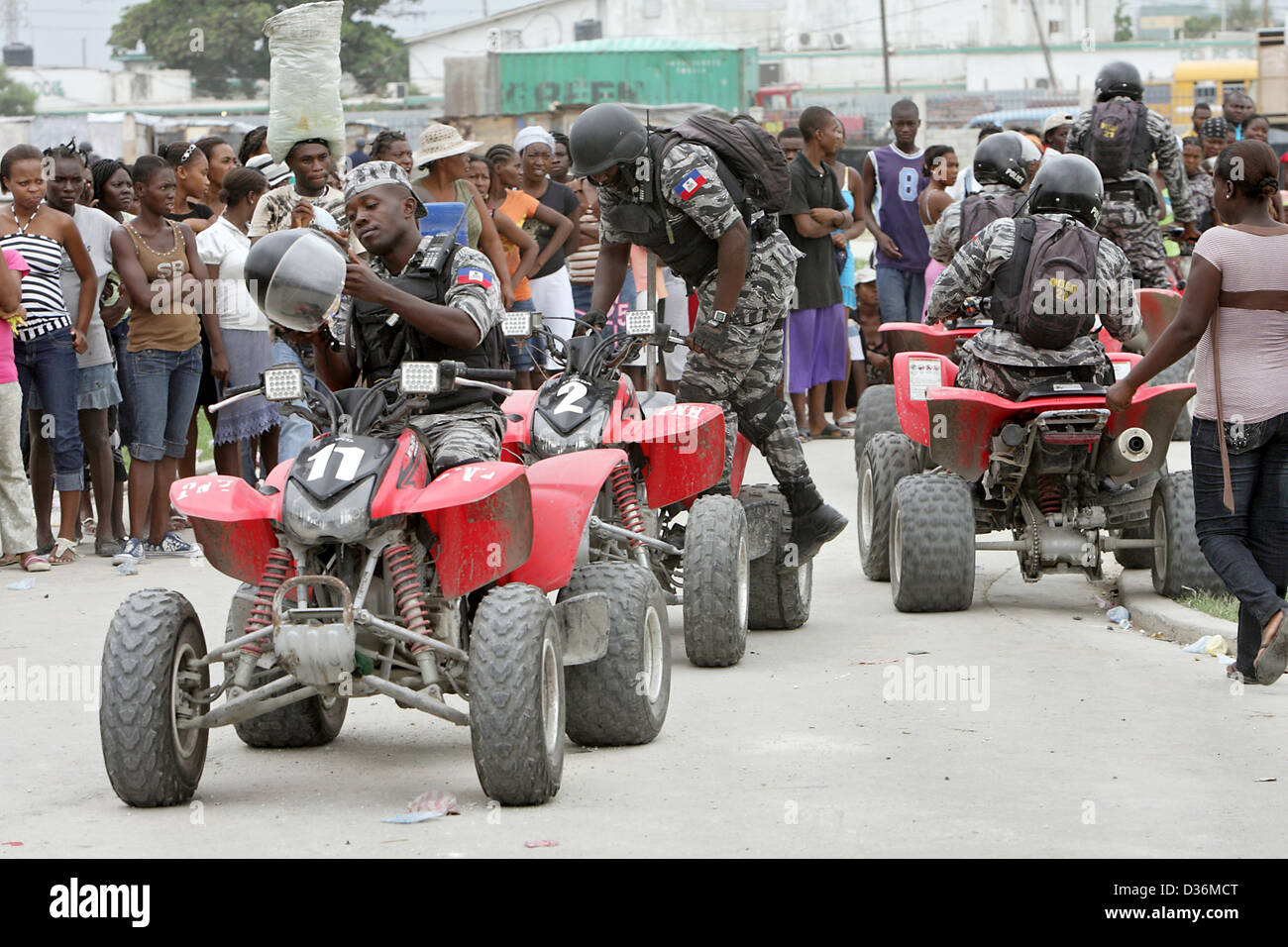 Port-au-Prince, Haiti, camp auf Polizeipraesens Refugee la Piste Stockfoto