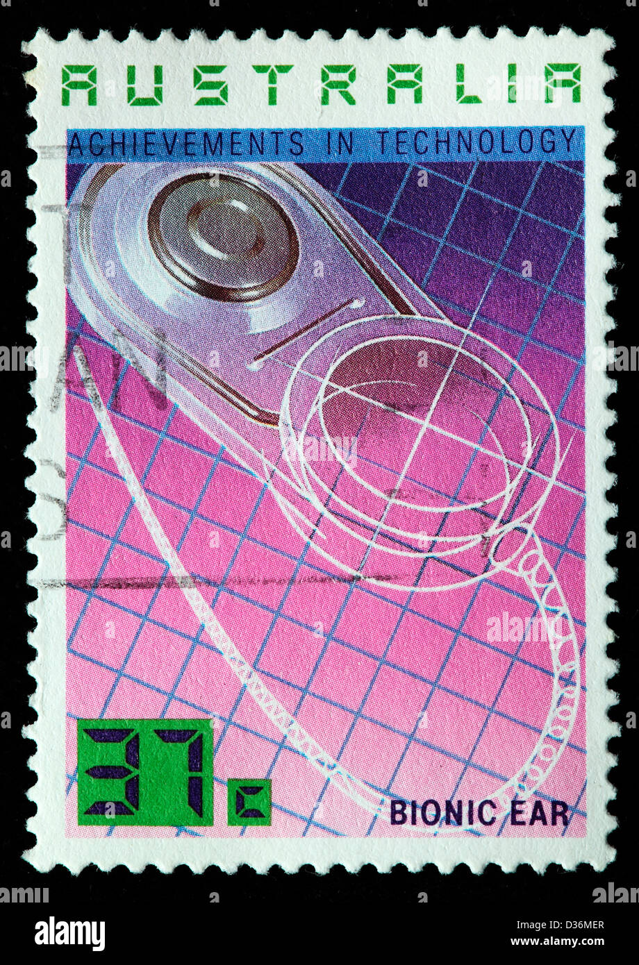 Technologie, Bionic Ear, Briefmarke, Australien, 1987 Stockfoto