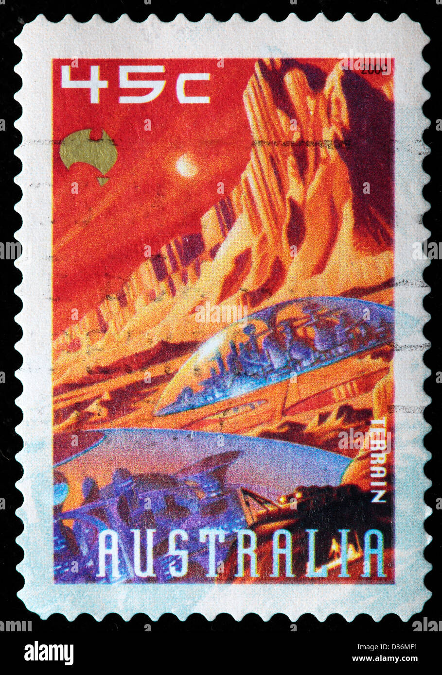 Platz, Gelände, Briefmarke, Australien, 2000 Stockfoto