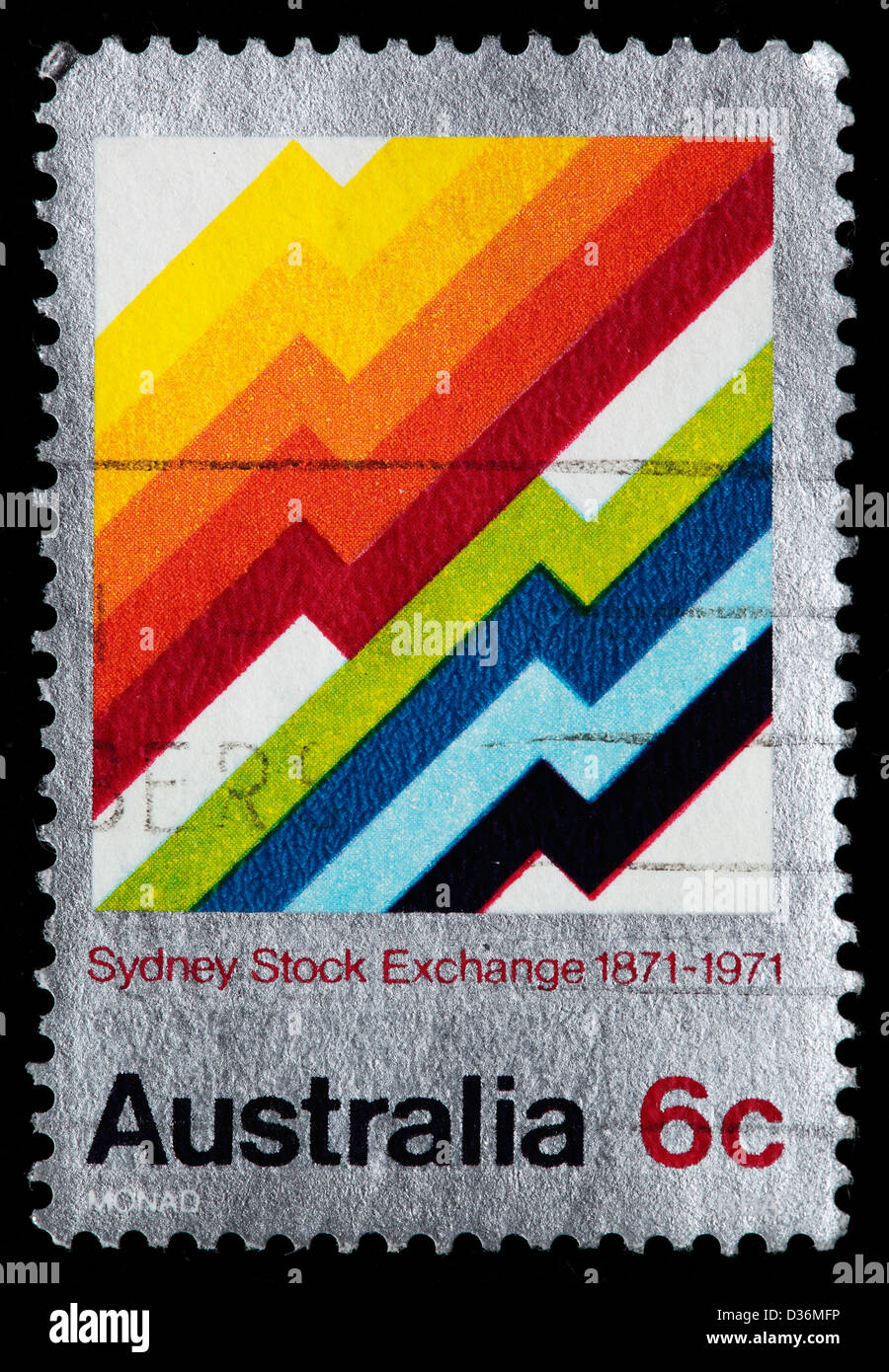 Sydney-Börse, Briefmarke, Australien, 1971 Stockfoto