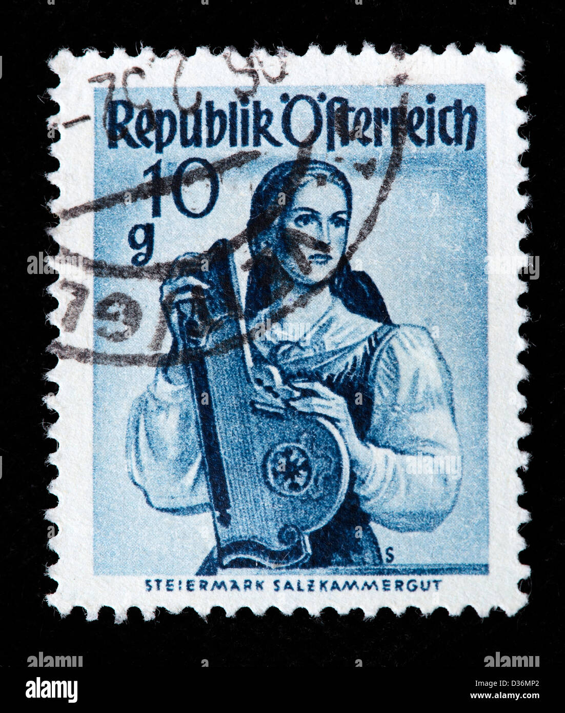Steiermark, Salzkammergut Kostüm, Briefmarke, Österreich, 1948 Stockfoto