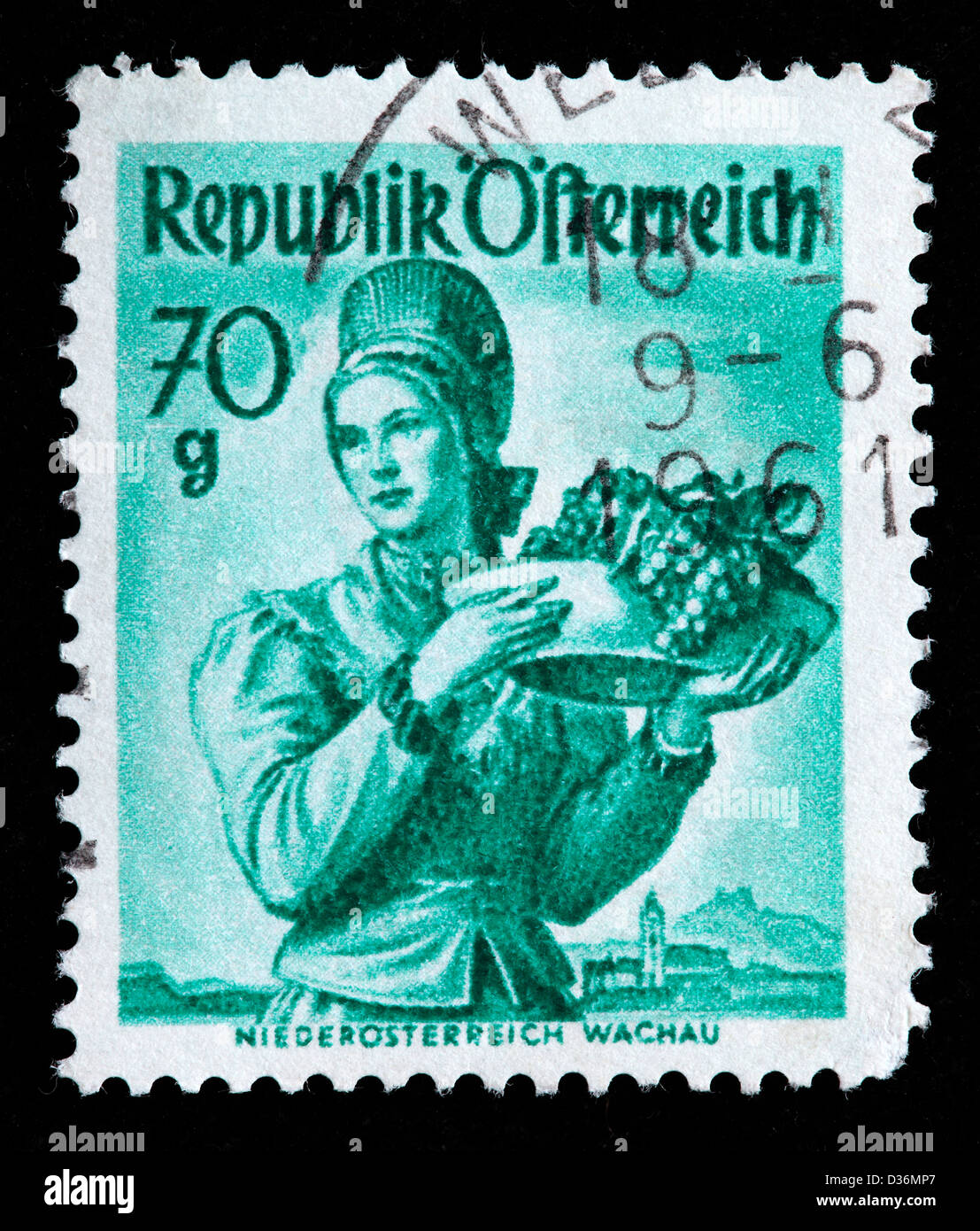 Niederösterreich, Wachau Kostüm, Briefmarke, Österreich, 1948 Stockfoto