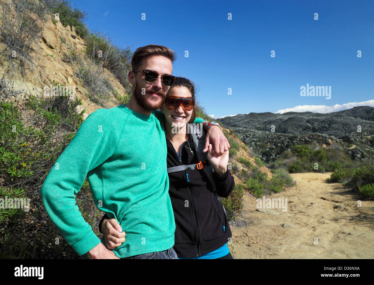Paar Wandern im Topanga State Park in Topanga, Kalifornien Stockfoto