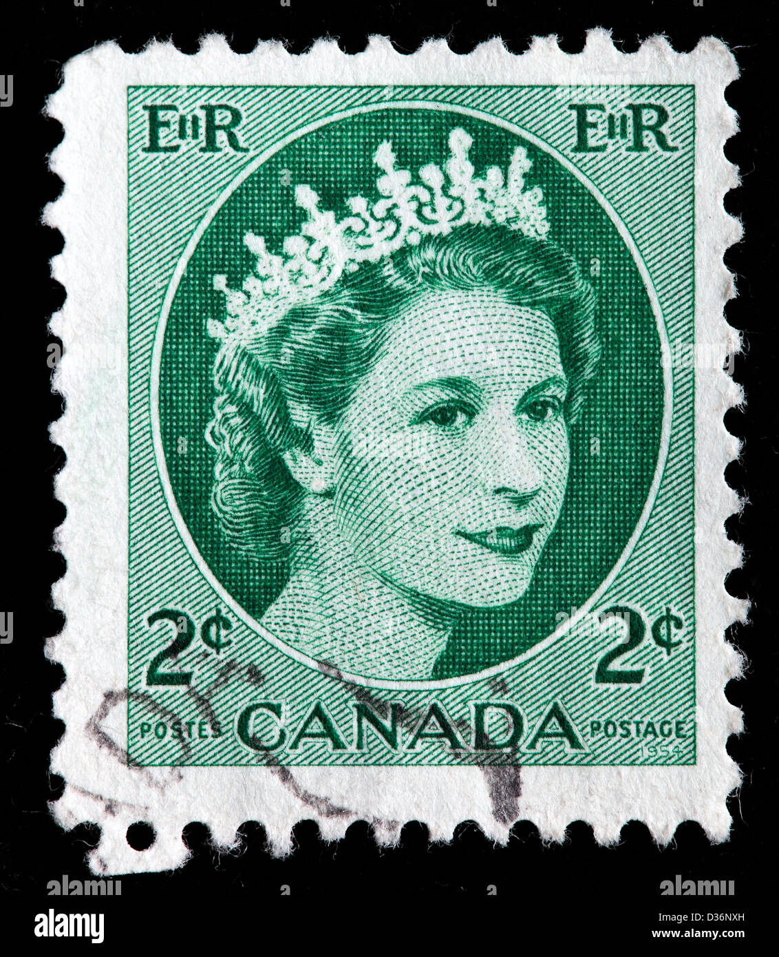 Königin Elizabeth II, Briefmarke, Kanada, 1954 Stockfoto