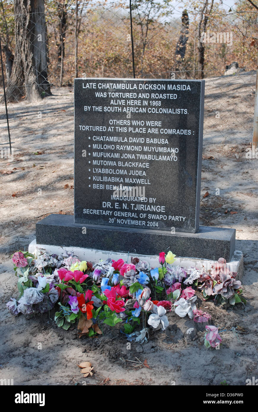 Ein kriegerdenkmal zur swapo-Aktivisten, die gefoltert wurden und die von den südafrikanischen Kräfte während der namibischen Unabhängigkeitskrieges getötet. Stockfoto