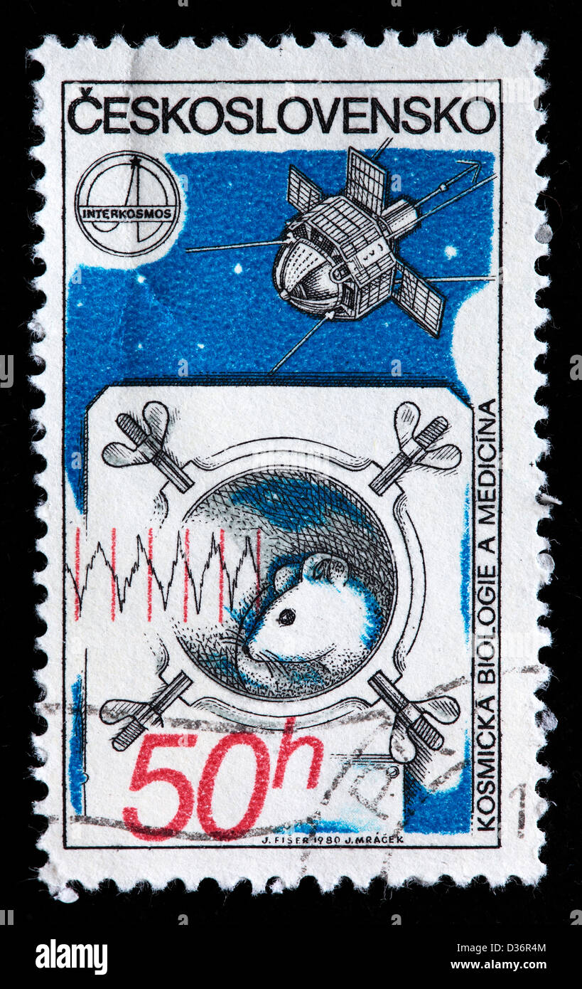 Medizinischen Weltraumforschung, Briefmarke, Tschechoslowakei Stockfoto