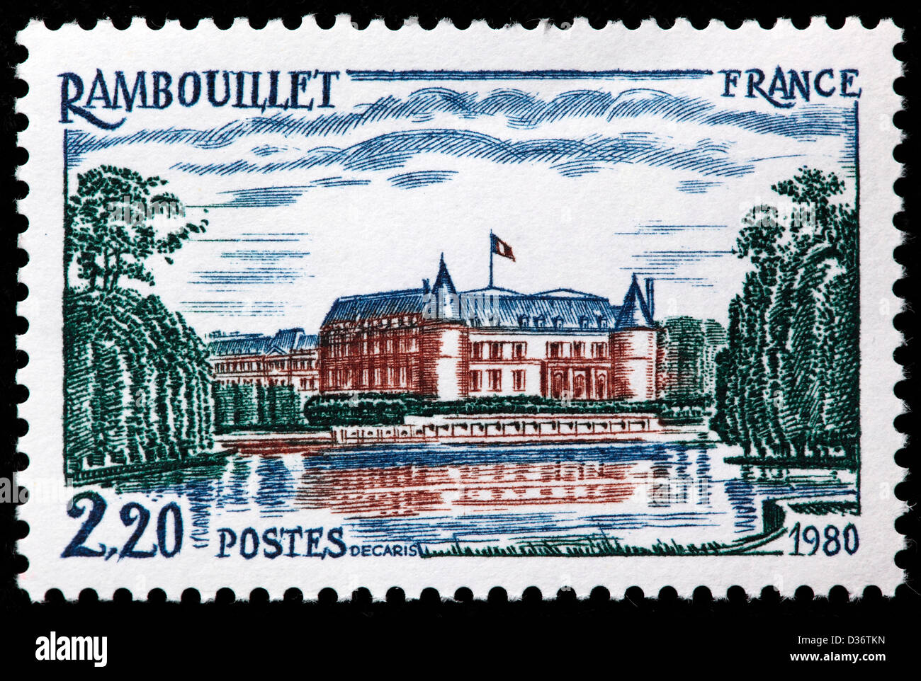 Schloss Rambouillet, Briefmarke, Frankreich, 1980 Stockfoto