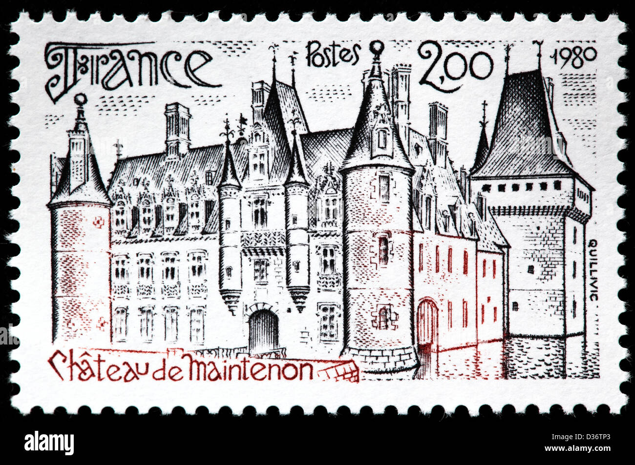 Chateau de Maintenon, Briefmarke, Frankreich, 1980 Stockfoto