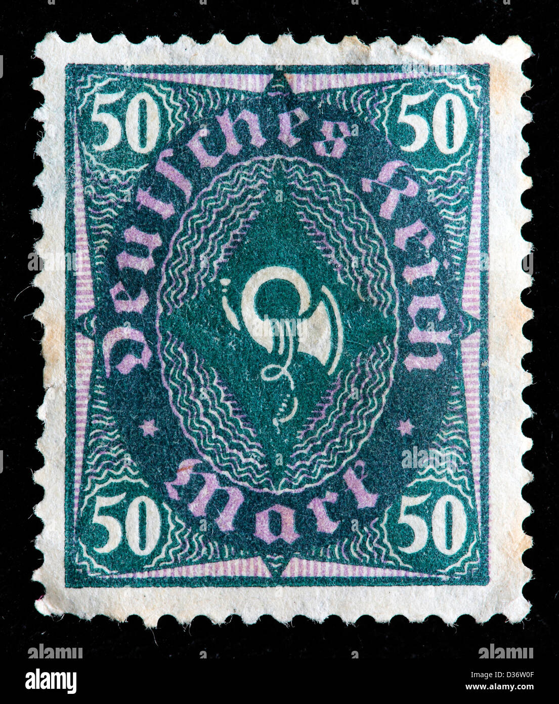 Posthorn, Briefmarke, Deutschland, 1921 Stockfoto