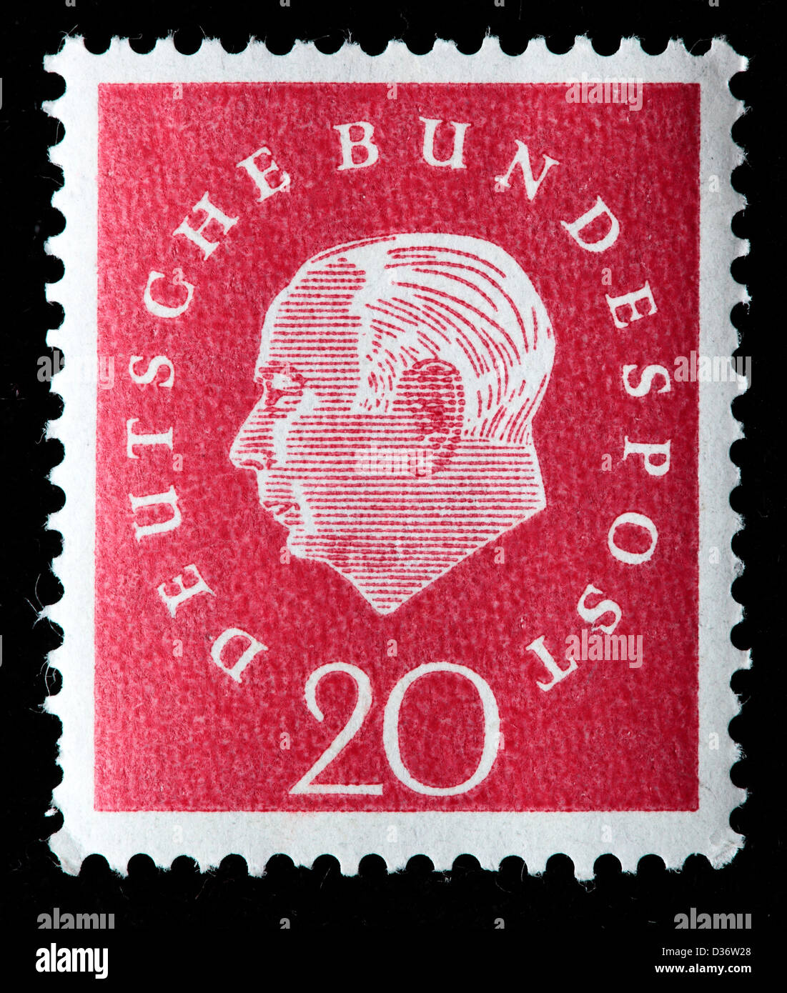Präsident Theodor Heuss, Briefmarke, Deutschland, 1958 Stockfoto