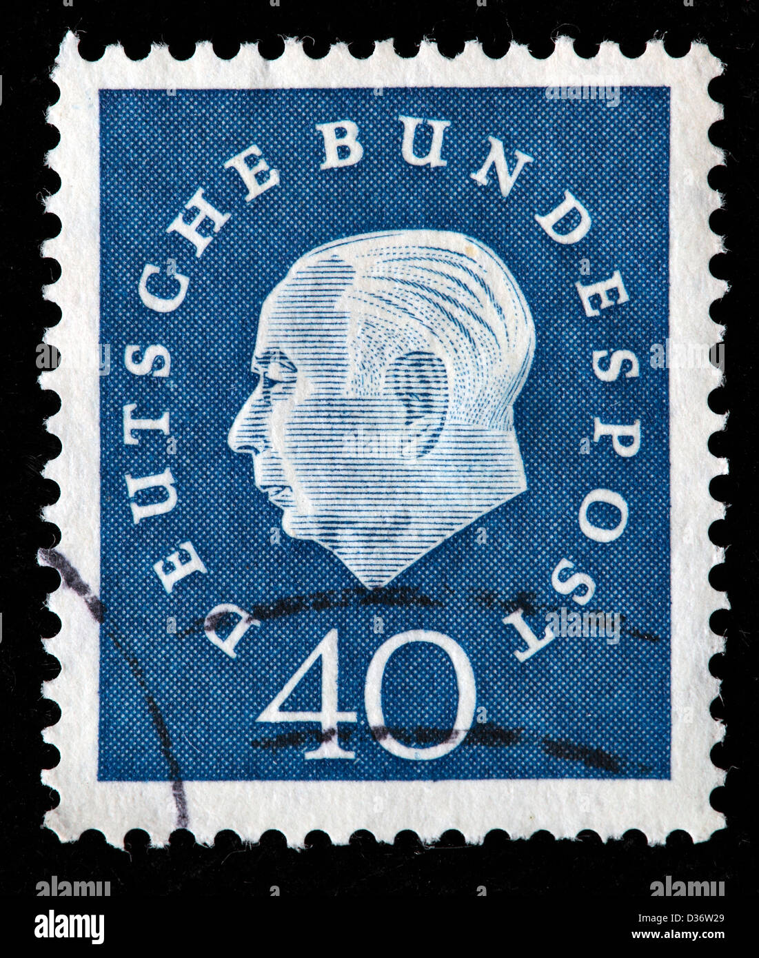 Präsident Theodor Heuss, Briefmarke, Deutschland, 1958 Stockfoto