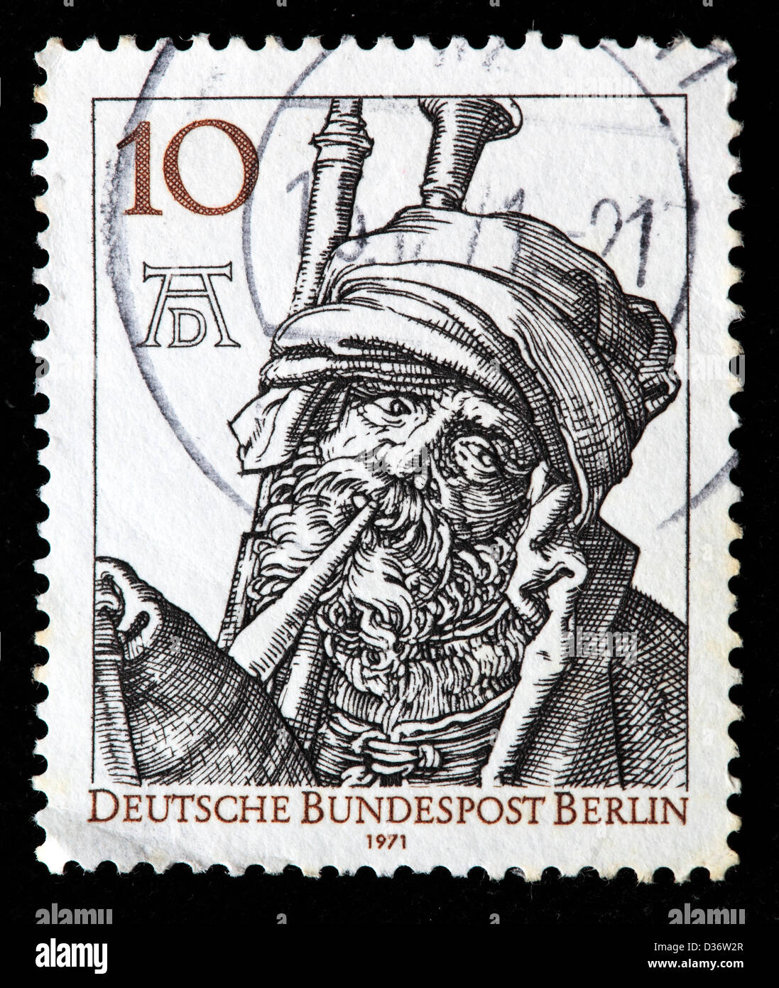 Musiker, Albrecht Dürer, Briefmarke, Deutschland, 1971 Stockfoto