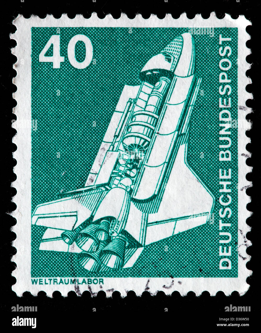 Space Shuttle, Briefmarke, Deutschland, 1975 Stockfoto