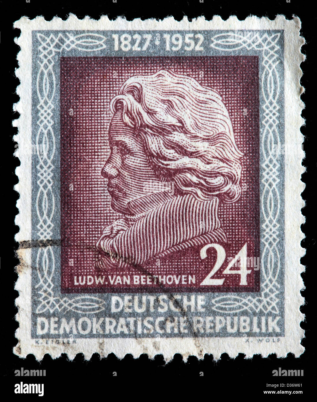 Ludwig van Beethoven, Briefmarke, Deutschland, 1952 Stockfoto