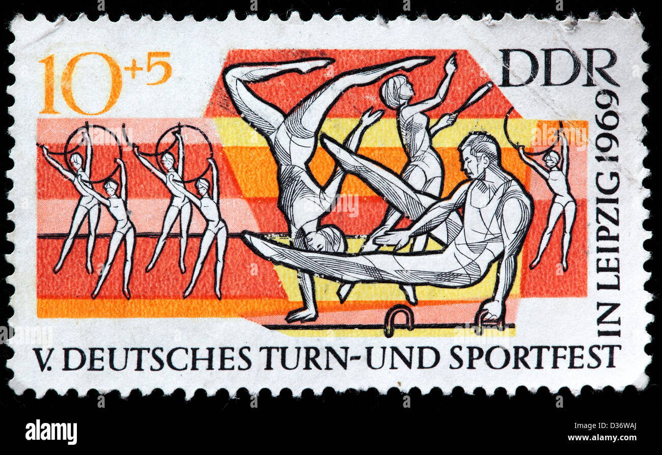 5. deutsche Turn- und Sportfest, Leipzig, Briefmarke, Deutschland, 1969 Stockfoto
