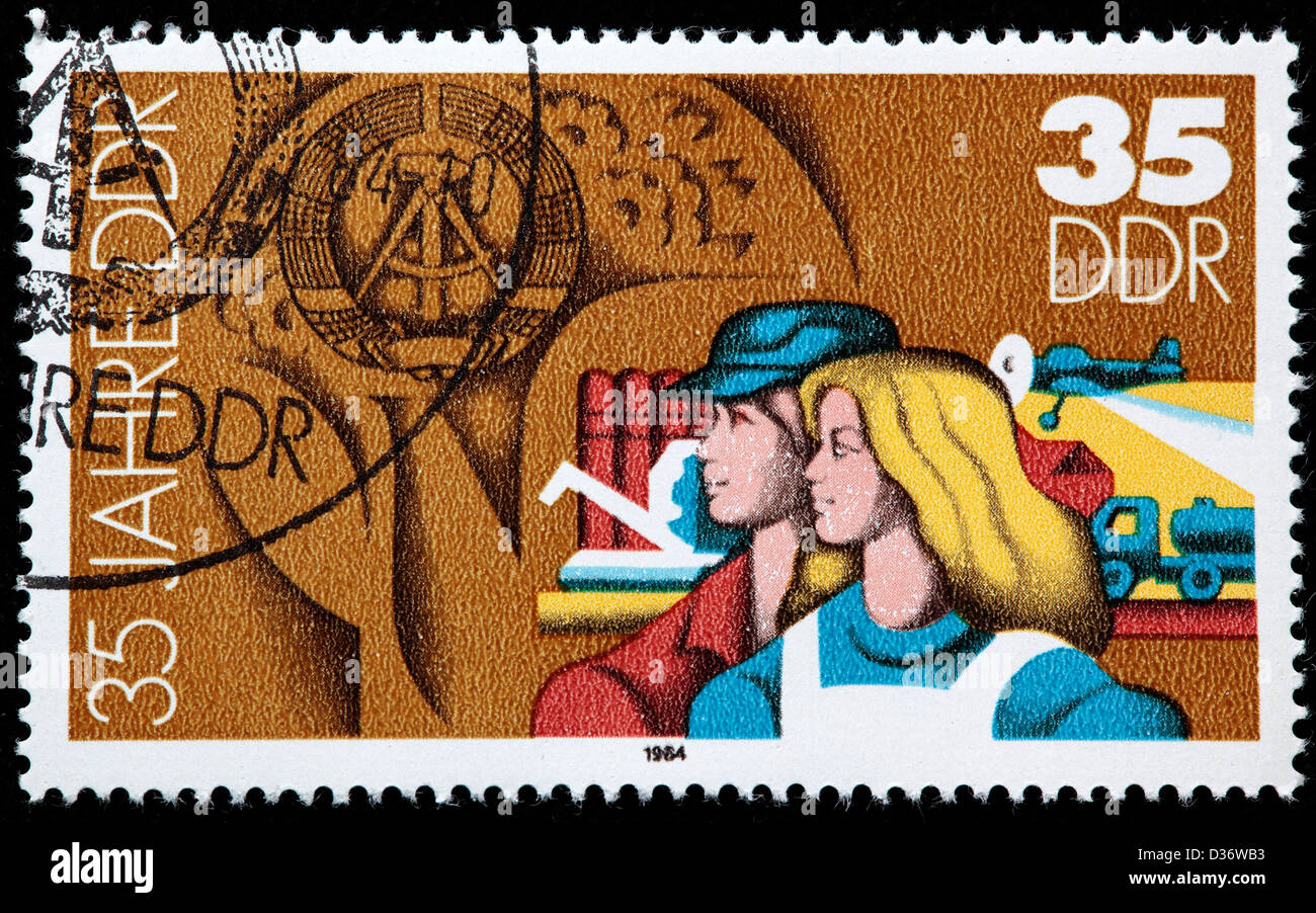 Landwirtschaft, 35. Jahrestag der DDR, Briefmarken, Deutschland, 1984 Stockfoto