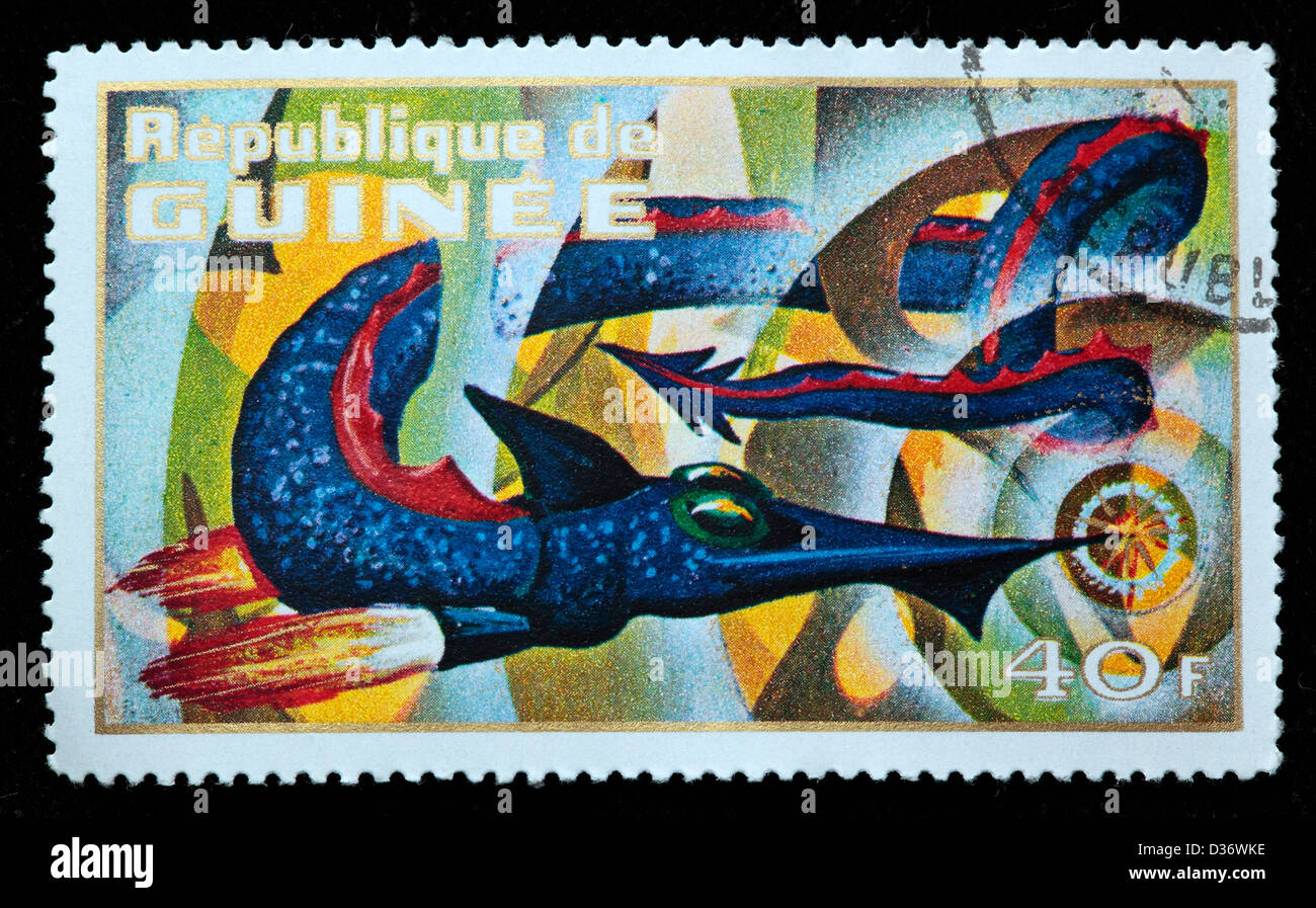 Drache, Briefmarke, Guinea, 1972 Stockfoto