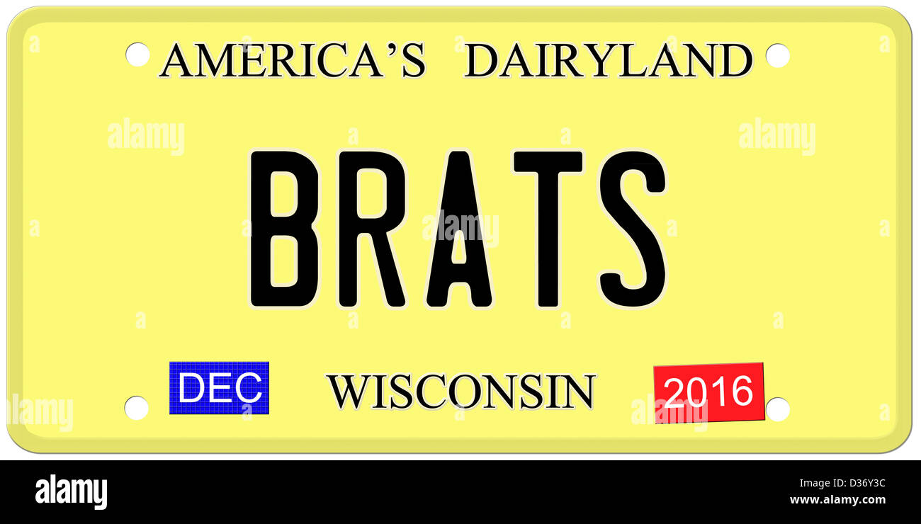 Eine Nachahmung Wisconsin Nummernschild mit Dezember 2016 Aufkleber und GÖREN geschrieben drauf machen ein tolles Konzept. Stockfoto