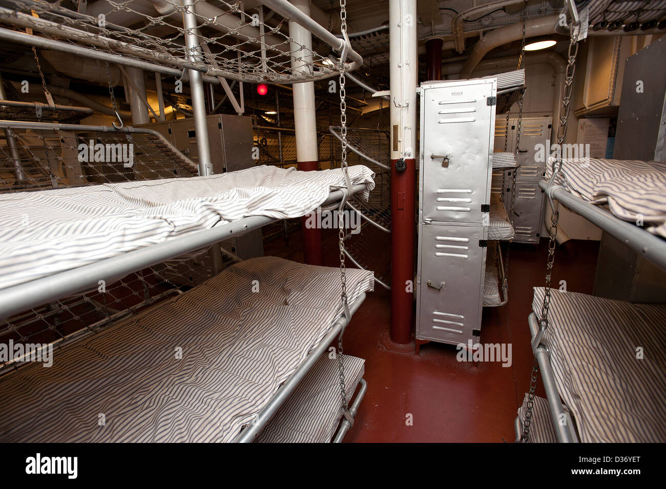Schlafräume auf dem Schlachtschiff USS North Carolina, BB-55. Stockfoto