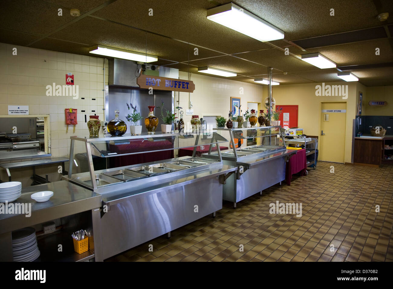 Cafeteria, Wohn-Dorf, Rio Tinto Argyle Diamond Mine, südlich von Kununnura, East Kimberley Region, Western Australia Stockfoto